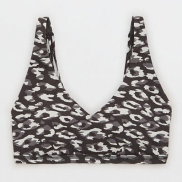 NEW OFFLINE by Aerie‎ Goals Plunge Sports Bra Gray Size S - Picture 1 of 8